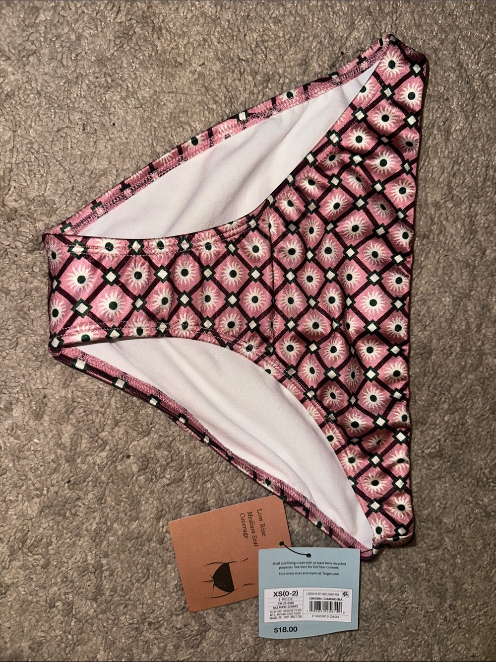 Shade & Shore Pink Geometric Bikini Bottom